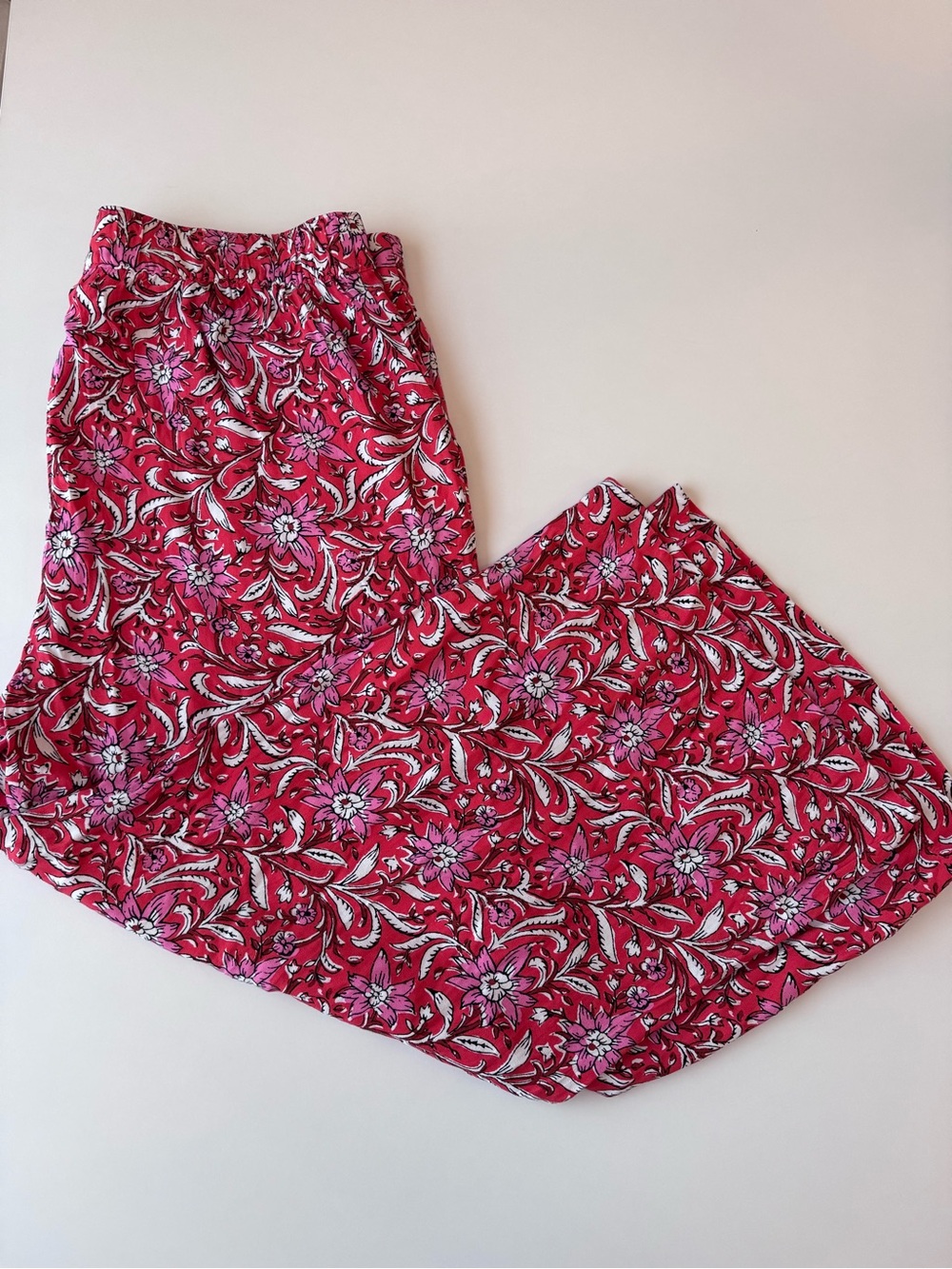 LOFT Pink Floral Wide Leg Pants, Large